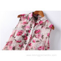 woman flower print shirt sleeveless elegant top